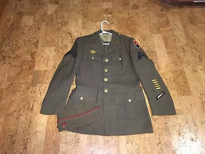 Ww1 Ww2 Military Uniform Jacket Coat And Hat 70th Artillery 562nd Air Defense • $159.99