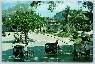 Postcard China Macau Library At Public Garden Pedicab Bike Rickshaw U8 • $20.19