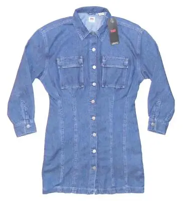 * LEVI'S * Women's NEW Utility Denim Shirt Dress - Small - 8 / 10 Blue 29325 • £46.45