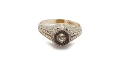 Art Deco White Gold Filled Rhinestone Mens Ring Size 11 • $89.99