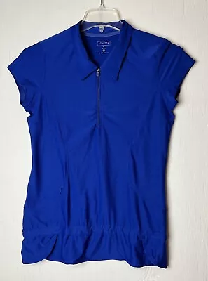 Athleta Zip Up Polo Medium Royal Blue Shirt  • $16