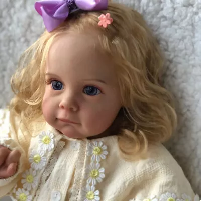 55cm Maggie Baby Reborn Doll Soft Vinyl Cloth Body Newborn Doll With Blonde Hair • $79.99