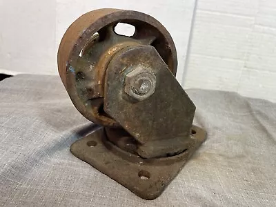 Vintage Steel & Cast Iron Industrial Swivel Caster Wheels Heavy Duty 21lbs • $40