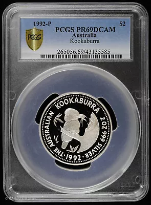 1992 P $2 2 Oz Silver Proof Australia Kookaburra PCGS PR 69 DCAM | Top Pop 1of 5 • $315.95