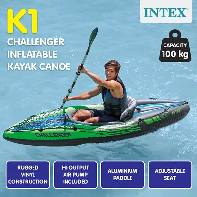 Intex 68305NP Challenger K1 Kayak Inflatable Canoe With Aluminium Paddle & Pump • $179