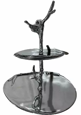Mariposa Tiered Silver Platter Bird And Branches Made In Mexico  • $89