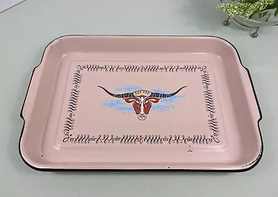 Vintage Monterrey Ware Western Enamelware Longhorn Steer Serving Tray * See Add • $79.99