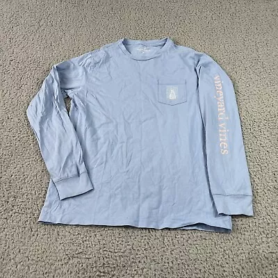 Vineyard Vines T Shirt Youth Girls Medium 12-14 Long Sleeve Graphic Pocket Blue • $11.99