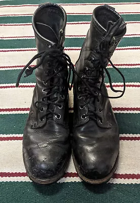 Vintage Carolina 8  Lineman/Combat Boots Size 9 Black Leather Made In USA • $80