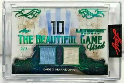 Diego Maradona 2021 Leaf Ultimate Sports The Beautiful Game Used Dual Patch #2/2 • $449.99