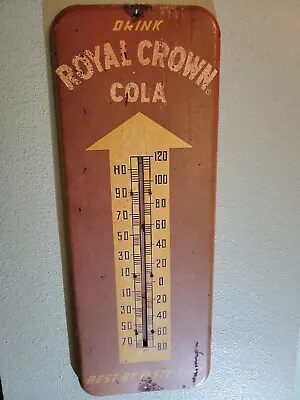 Vintage Original Royal Crown Cola Thermometer Sign  Best By Taste Test Donasco56 • $129.99