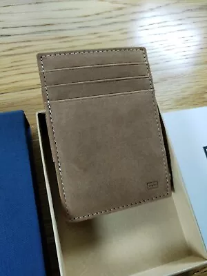 Garzini Magic Wallet With ID Window Mens Wallet Leather For 8 Cards Camel Brown • £23