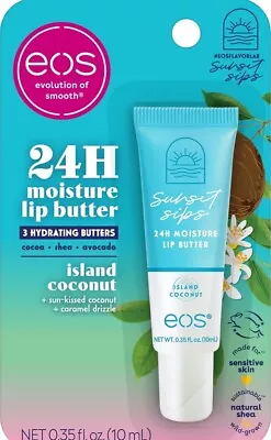 Eos Evolution Sunset Sips Lip Butter Tube- Island Coconut 24-Hour Moisture • $9.40