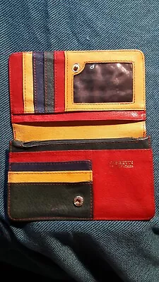 Fabretti Colourful Leather Bi-Fold Envelope Purse.       VGC.    #D1 • £13