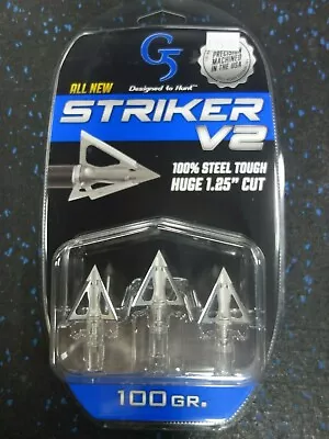 G5 Striker V2 Broadheads - 3 Blade 100 Grain 1.25  Cut Broadheads - NIP! • $34.99