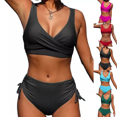  Ladies Lace Push Up Bikini Set High Waisted Swimwear Swimsuit Bathing Suit • £16.37