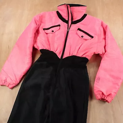 NILS Insulated Stretch 1 Piece Neon Ski Suit Snowsuit Sz 10 Vtg 80s 90s Usa Made • $148