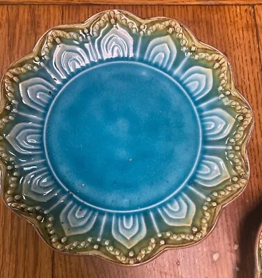 6 Maison Morocco Turquoise Dessert Plates By GIBSON DESIGNS (discontinued) • $22