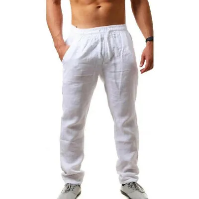 Mens Casual Sports Cotton Linen Pants Breathable Loose Running Yoga Trouser US ♪ • $16.99