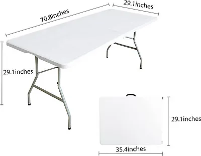 6FT Plastic Folding Table Portable Fold-in-Half Picnic Utility Table With Handle • $79.99
