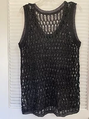 Zara Women's Black Tank Tunic Crochet Size L Nwt • $29