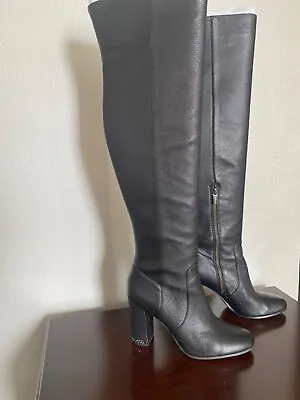 New Michael Kors Women's Sabrina Over The Knee Boots Black Leather 9 • $96