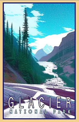 Glacier National Park In Montana Travel Poster ( 11x17 +Signed ) Wall Art USA • $16.77