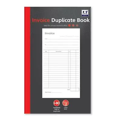 A5 Invoice Duplicate Book - Office Work 80 Numbered Pages Carbon Paper Receipt • £3.49