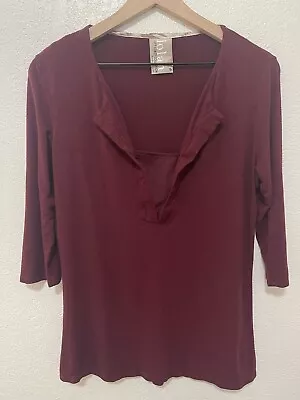 Anthropologie Dolan Left Coast Collection Women's Maroon 3/4 Sleeve Shirt • $11.77