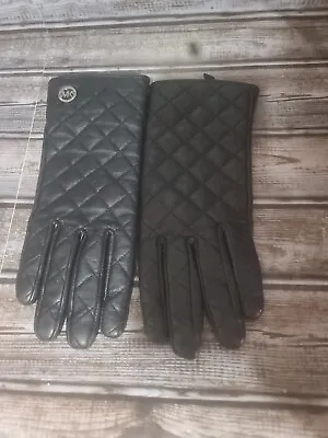 Michael Kors Womens Med Black Quilted Leather Cold Weather Gloves • $25.99