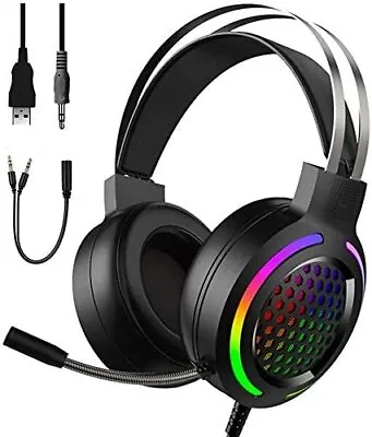 $29.99 • Buy Gaming Headset LED Headphones USB Wired For PC Laptop PS4 Computer MAC With Mic 