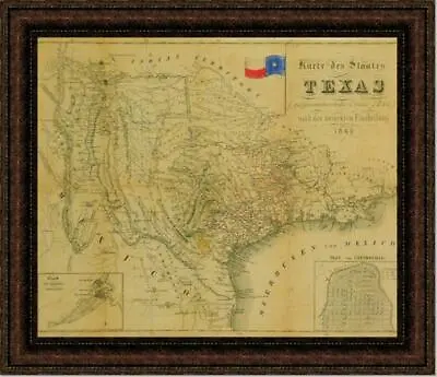 $44.99 • Buy 1849 State Map Of Texas | Framed Print | Various Sizes