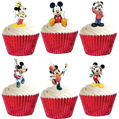 24 Mickey Mouse Stand Up Cup Cake Toppers Edible Birthday Party Decorations • £2.38