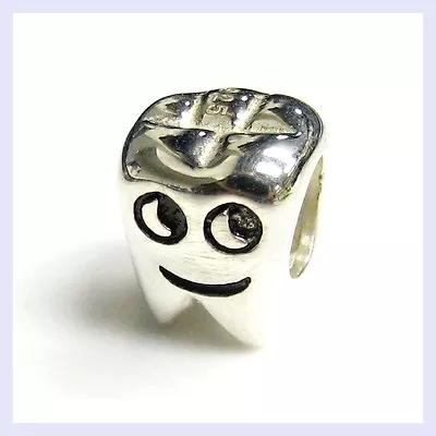 925 Sterling Silver Smiley Tooth Dentist Dental Bead For European Charm Bracelet • $13.98