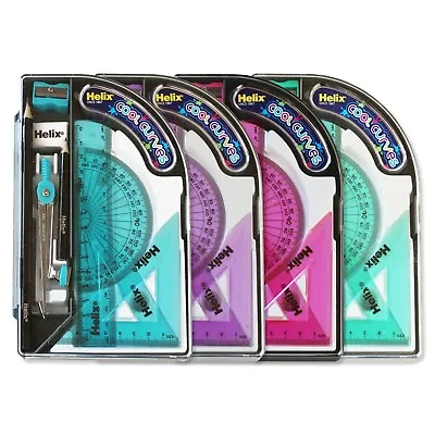 Helix Cool Curves Maths Geometry Exam Set - 9 Piece Assorted Set - 4 Colours • £4.99