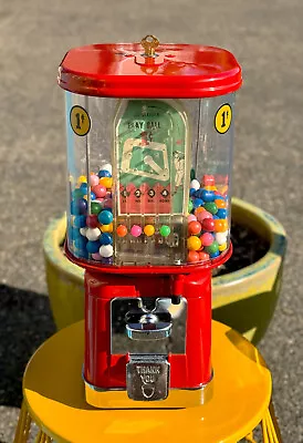 Rare Nice 1960's Oak Acorn 1 Cent Lil' Leager Baseball Pinball Gumball Machine • $9.99