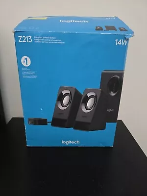 Logitech Z213 Black Multimedia Speakers (880-000647) 14W 3.5mm Jack UK Working • £25