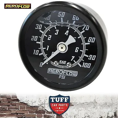 Aeroflow Black 0 - 100 PSI Liquid Filled EFI Fuel Or Oil Pressure Gauge 1/8  NPT • $44.95