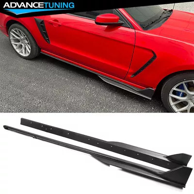 Fits 10-14 Ford Mustang GT500 Style Side Skirts Extensions Matte Black - ABS • $118.73