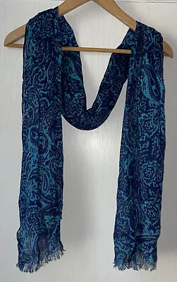 J Crew Lightweight Scarf Paisley Design Gold  27” X 70  • $11