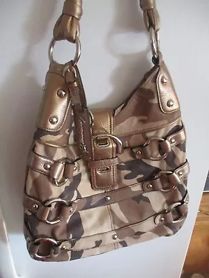 B Makowsky Leather Camouflage Shoulder Tote Handbag Purse • $28.99