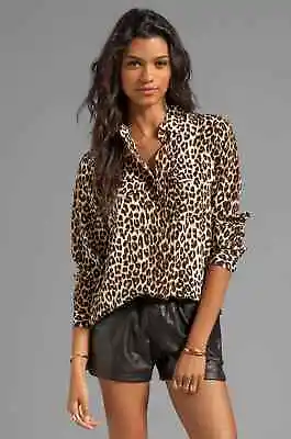 Equipment Slim Signature Silk Leopard Print Blouse Shirt Top Size S NWT $280 • $135.34