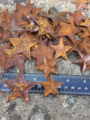 Set 10 Rusty Stars Star 5- 2.25  & 5- 1.5  Metal Barn Star Craft Supplies * • $7.49