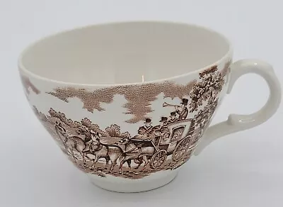 Vintage Tea Cup Brown & White Made In England Coaching Days With Horses Carriage • $20