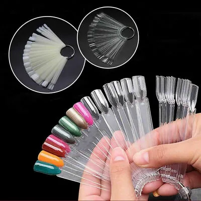 50×Nail Swatches False Display Nail Art Fan Wheel Polish Practice Tip Sticks • $5.63