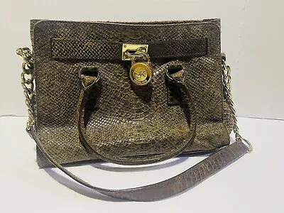 Michael Kors Medium Hamilton Crocodile Brown Distressed Tote Shoulder Crossbody • $71.19