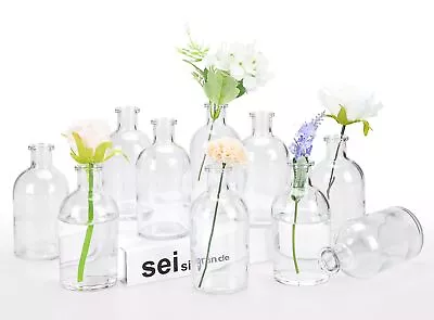 10 Pack Small Glass Bud Vases For Centerpieces Clear Flower Vase 8 Oz Decor... • $29.96