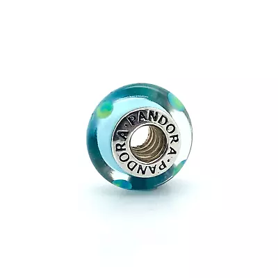 $35 • Buy Pandora Charm 790605 Green Leaves Murano Glass Bead Genuine Retired Preloved 