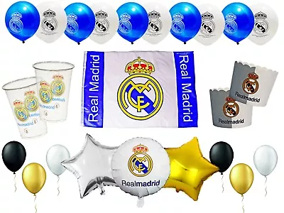 Real Madrid Party Birthday Pack Set Decor Supplies Soccer 60 PCS - All In One • $48.90