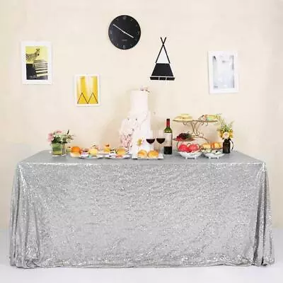 Glitter Sequin Table Cloth Banquet Rectangle Tablecloth Cover Wedding Party HS • £7.99